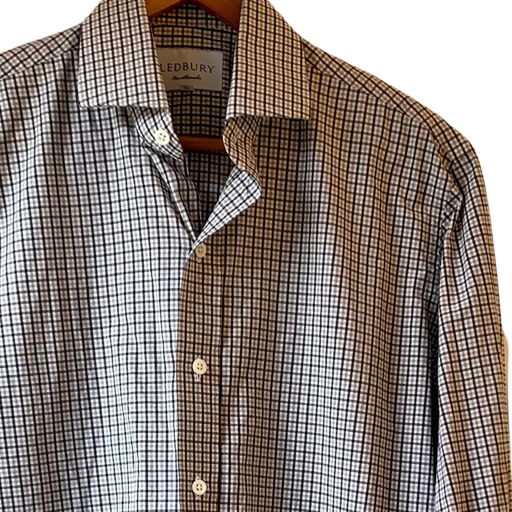 Ledbury Fine Shirtmakers Button Down Dress/Casual Shirt White/Gray/Black 15.5/34